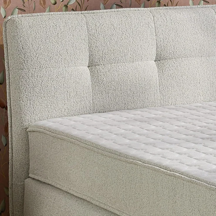 Boxspringbett 180x200 Federkern-Wendematratzen H3/H4 Bonell Flachgew. Beige Grau – Bild 4
