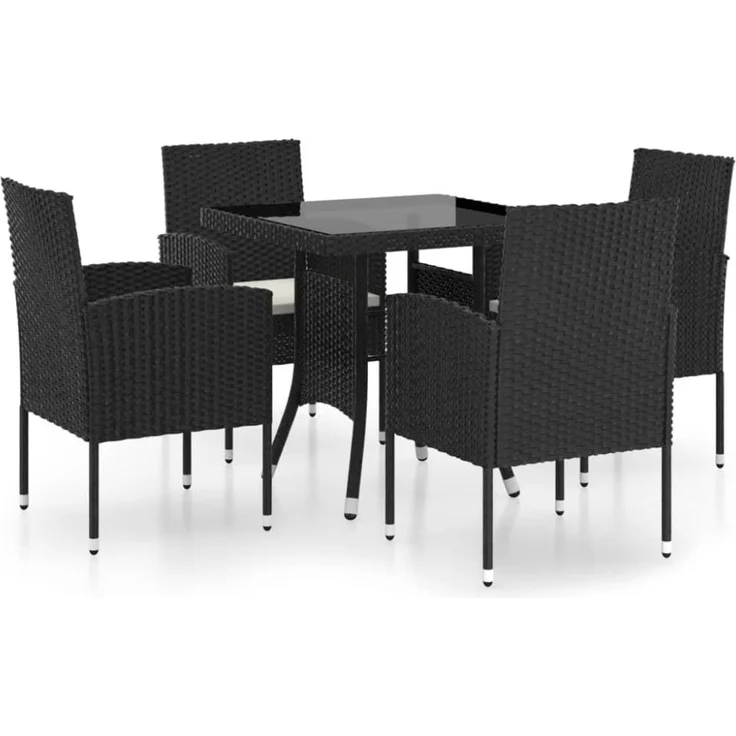 vidaXL 5-tlg. Garten-Essgruppe Poly Rattan Schwarz 3059413 – Bild 8