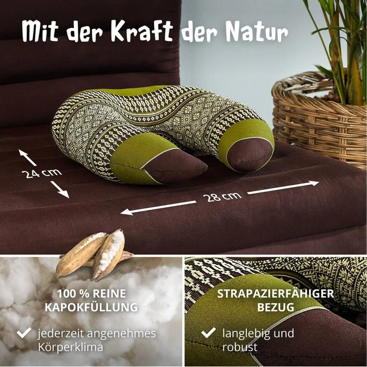 livasia Nackenhörnchen Reisekissen - 24x28x7cm, Kapok, vegan, handgefertigt – Bild 4