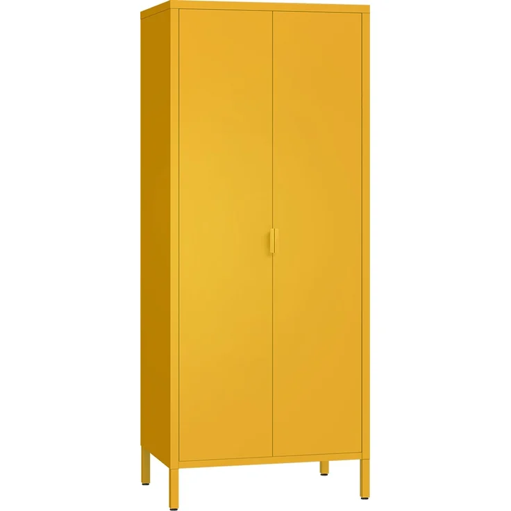 skølm 'Ituri' Kleiderschrank, Metall, 170x45x80 cm, senfgelb, Garderobe mit 4 Fächern und 2 Kleiderstangen – Bild 2