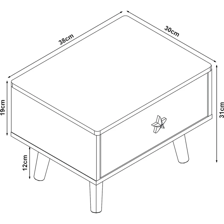Kindernachttisch Sandnes 31x38x30 cm Weiß/Mintgrün [en. casa] – Bild 4