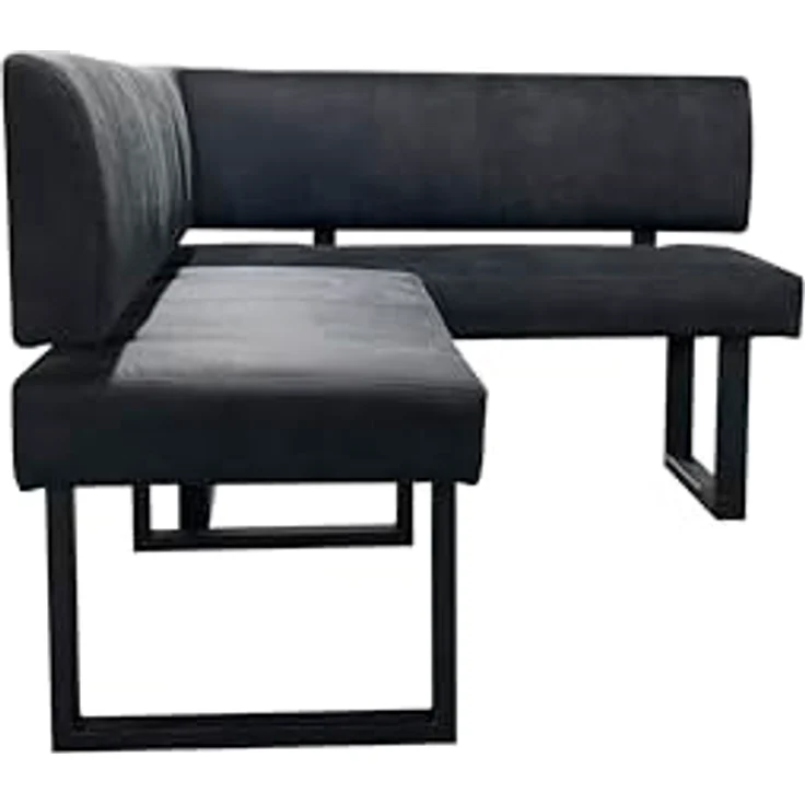 byLIVING Eckbank Vancouver/Vintage Mikrofaser anthrazit/Metall Gestell schwarz pulverbeschichtet/Taschenfederkern/Langer Schenkel Links/Küchenbank/Sitzbank / 181,5x125, H 86 cm – Bild 6