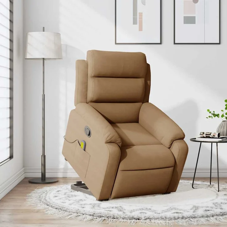 vidaXL Massagesessel mit Aufstehhilfe Braun Samt 3205111 – Bild 12