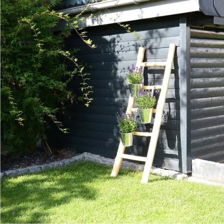 UNUS HOME Regalleiter Deko-Holzleiter (120cm, naturfarben), handtuchhalter, gartendeko, pflanzenhalter, handtuchleiter, holzleiter – Bild 2