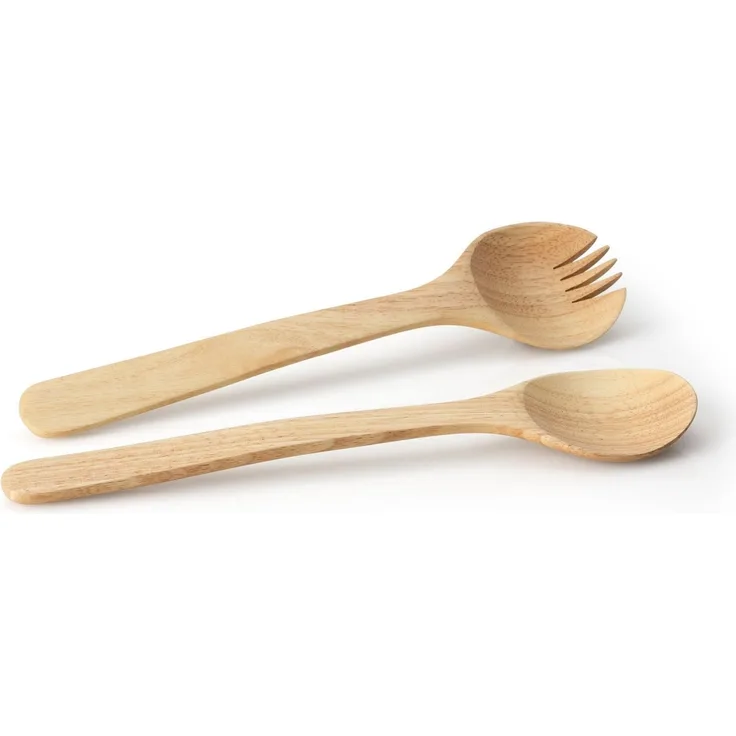 Continenta Salatbesteck, 2-tlg, Salat Besteck, Salatgabel, Salatlöffel, Holzbesteck, Gummibaumholz, L 31 cm, 3228