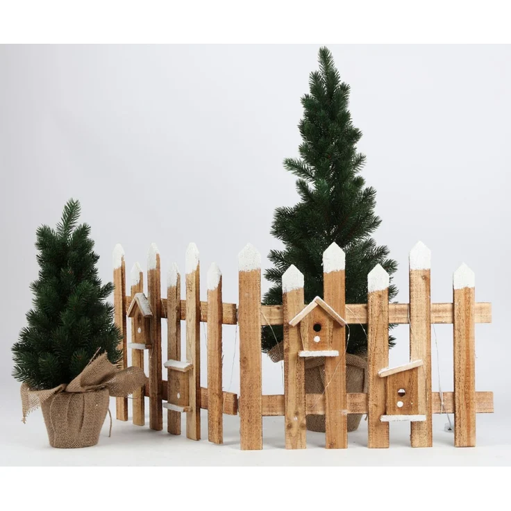 WH Deko Zaun LED 5x | ca. 98 x 40 cm | mit 30 warmweißen LEDs batteriebetrieben Weihnachtsdeko Außendeko Gartendeko Winter Lichtdeko – Bild 7