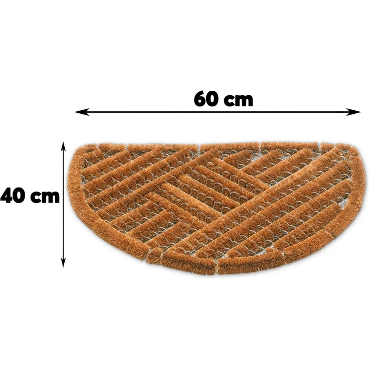 matches21 HOME & HOBBY Fußmatte Draht-Bürsten Kokosmatte natur halbrund 40x60 cm Sauberlaufmatte, halbrund, Höhe: 30 mm, Kokos Außen Türmatte als Outdoor Schmutzfangmatte – Bild 3