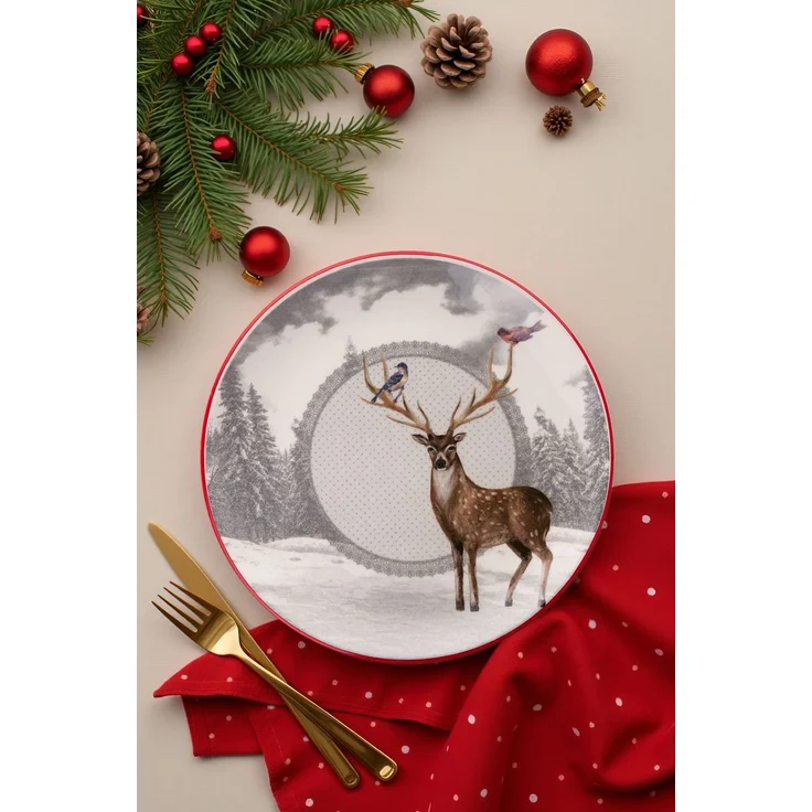 Hermia Concept 'Deer Winter' Servierteller-Set (6-teilig), Mehrfarbig, 25,5 x 25,5 x 2,5 cm – Bild 1
