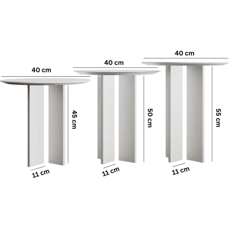 Skye Decor 'Leo (55 + 50 + 45) - White' Couchtisch-Set, Weiß, 40 x 55 x 40 cm – Bild 5