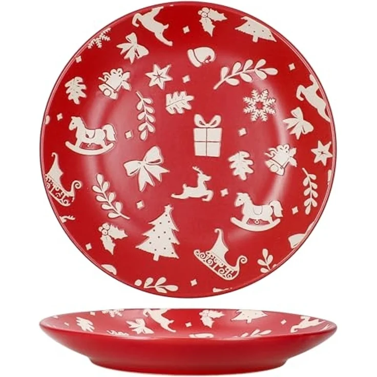 MamboCat Frühstücksteller 6er Set Advent Kuchenteller Ø20cm Rot Weihnachten Dessert Gebäck – Bild 4