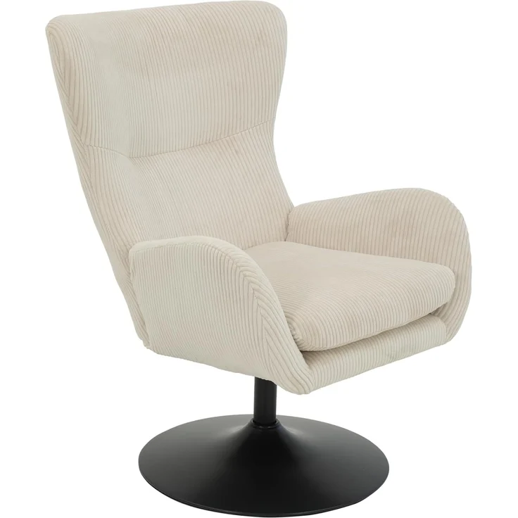 Hela Tische, Lounge-Sessel, Ohrensessel Samos, Bezug Cordstoff Beige, hoher Rücken, Trompetengestell 360° drehbar, 70 x 81 x 96 cm – Bild 1