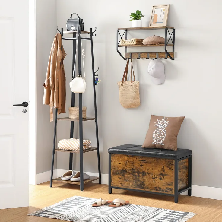 Valora BOX LSC80BX Pouf Rustikal Braun Aufbewahrung für Wohnzimmer