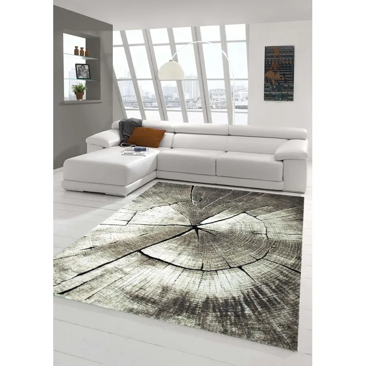 merinos Teppich Kurzflorteppich CARRARA, B 200 x H 290 cm, rechteckig, Höhe: 13 mm, Braun, in Holzoptik
