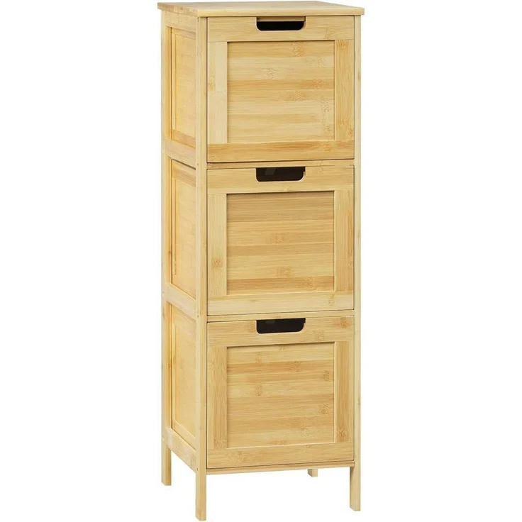 EUGAD Badkommode (1 St), Badezimmerschrank schmal, mit 3 Schubladen, aus Bambus – Bild 5
