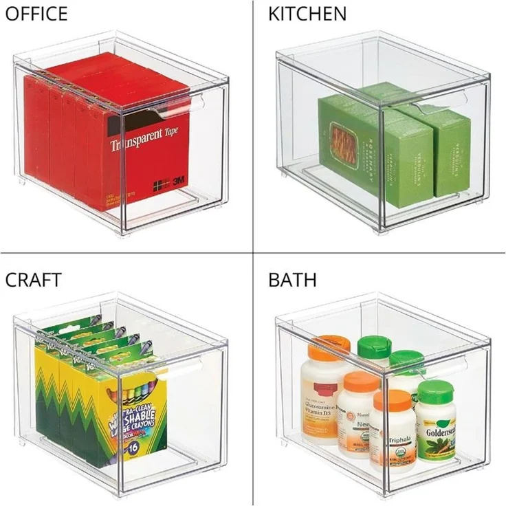 mDesign Stapelbox Aufbewahrung Organizer Ablage 2er-Set Kunststoff Transparent – Bild 7