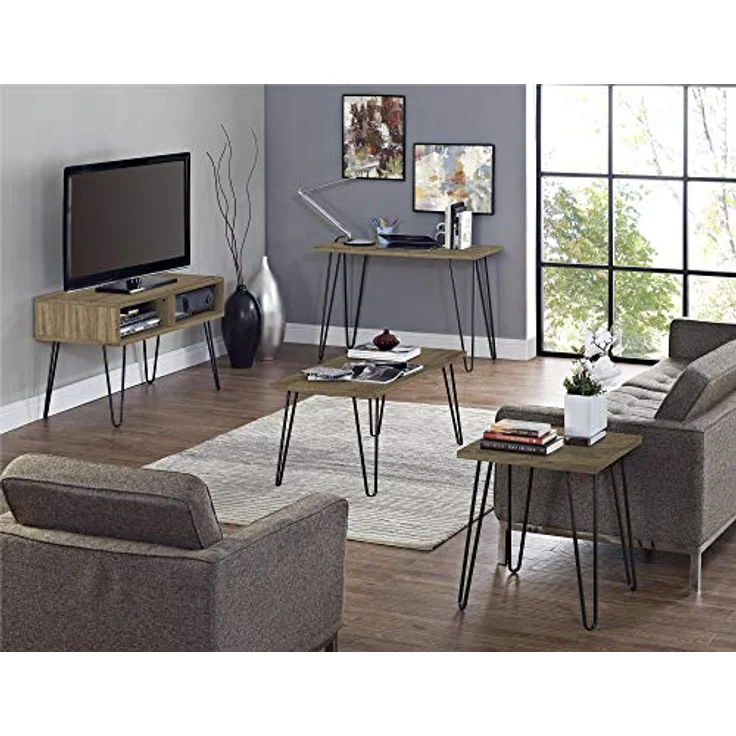 DHP Furniture Cassie Schreibtisch Walnussoptik mit schwarzen Metallbeinen (BxTxH) 101x49x68 cm – Bild 2