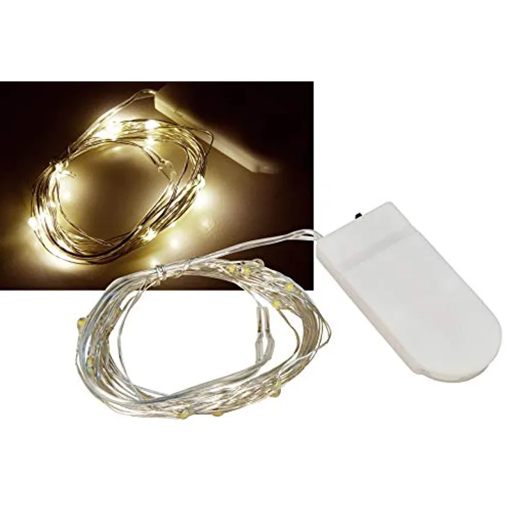 McShine LED Draht-Lichterkette Micro, 20 warmweiße LEDs, 2m, batteriebetrieben, hauchdünne Drähte für flexible Dekoration