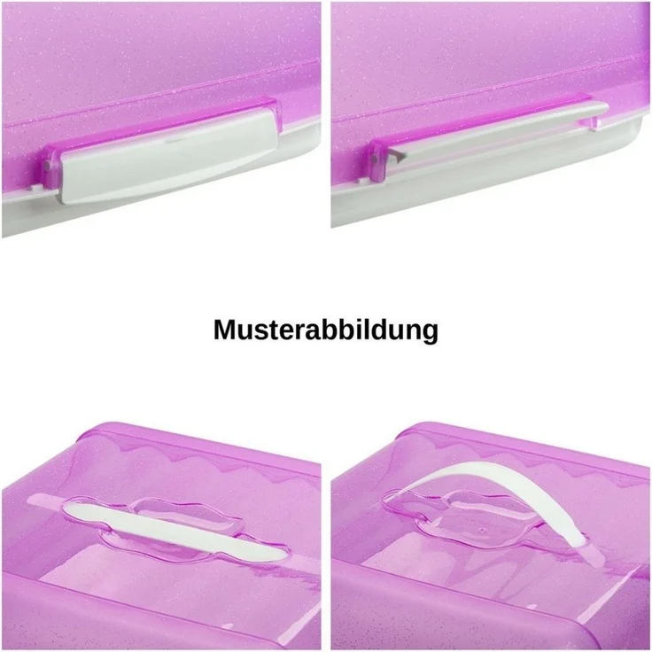 Engelland Kuchentransportbox Kleine Kuchenbox mit transparentem Deckel, Kunststoff, (Vorteils-Set, 2-tlg, sicheres Transportieren), mit Tragegriff und Klickverschluss, BPA-frei, rechteckig, Kunststoff – Bild 2