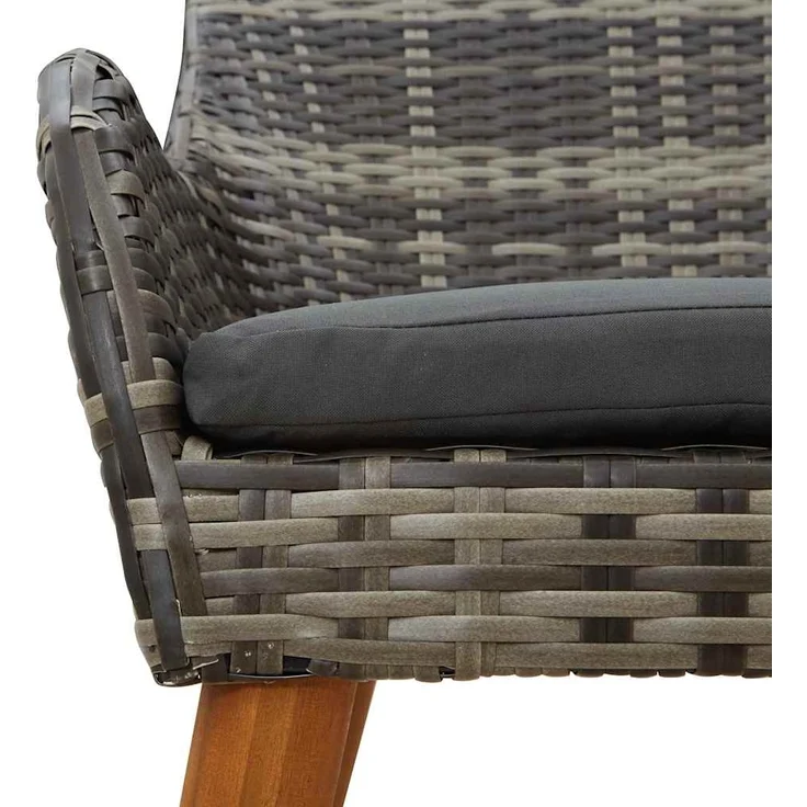 Gartenstuhl EGOS 2er Set Poly-Rattan 62,5x55x82 cm mit Polster Grau | Gartenstuhl Rattan Outdoorstühle Balkonstühle – Bild 10