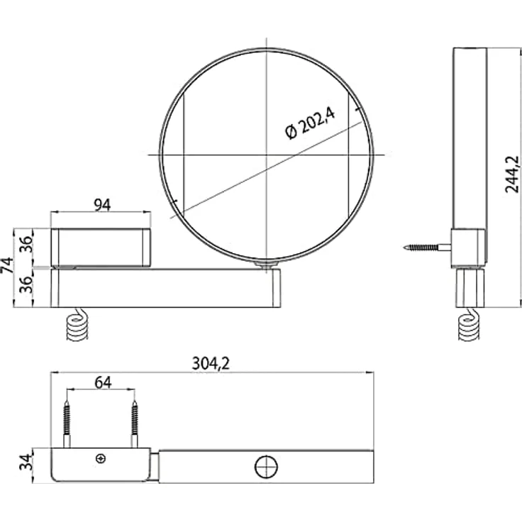 EMCO Universal LED Kosmetik- und Rasierspiegel, runder Wandspiegel mit 3-/7-fach Vergrößerung und einstellbarer Farbtemperatur, Chrom-Optik – Bild 4