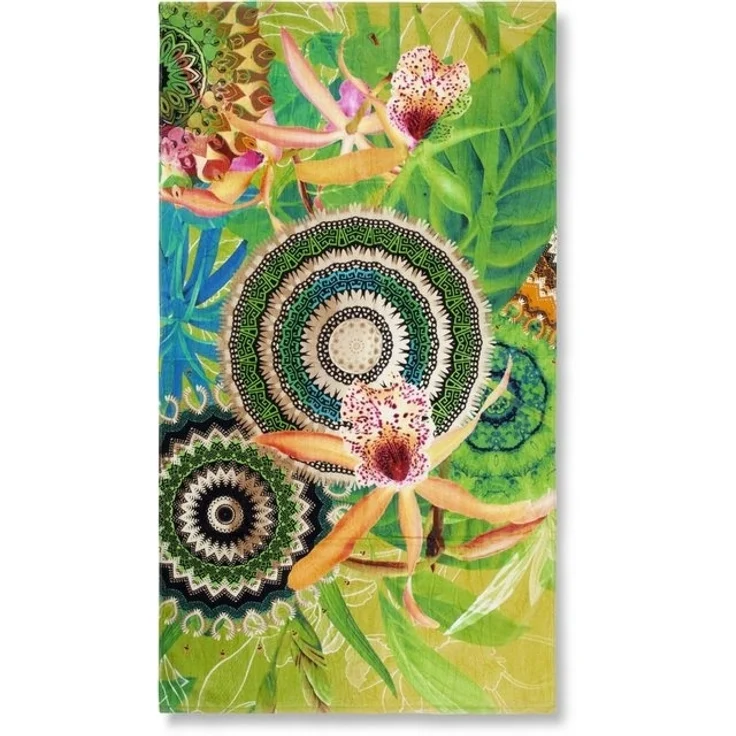hip Strandtuch Yissa, Frotteevelours (1-St), Baumwolle, Velours, 100x180, Weich, Strand, Erwachsen, Mandala, Grün – Bild 4