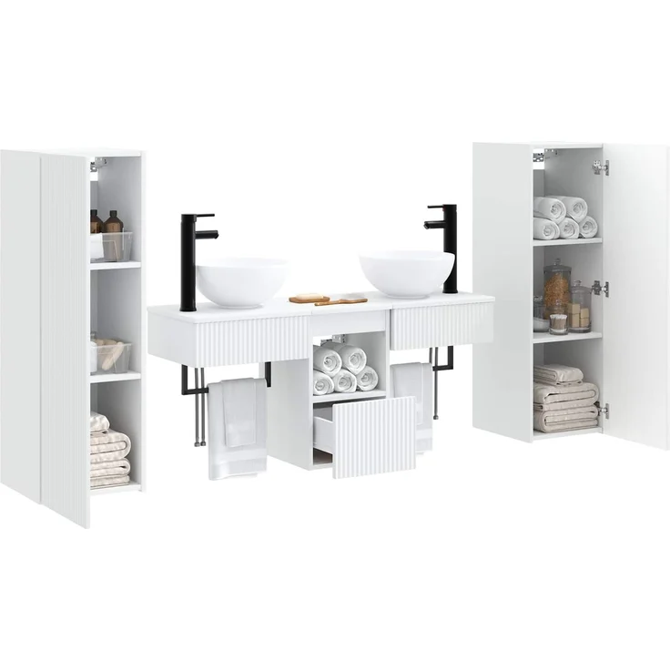 vidaXL Badezimmerschrank-Set 5 stk. Weiß 33 x 34,5 x 100 cm 3405963 – Bild 3