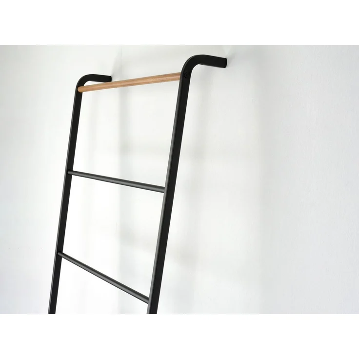 Yamazaki Garderobenständer "Tower" Kleiderständer 45x162cm, Handtuchhalter, Universalständer, zum Anlehnen, schwarz Metall – Bild 4