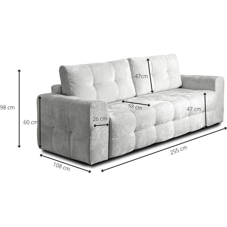 Schlafsofa Designersofa Sofa 3-Sitzer ARIELLE in Stoff Perfect Harmony Charcoal – Bild 5