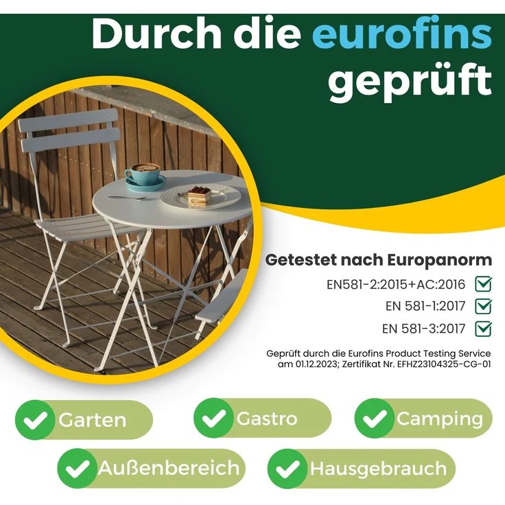 Albatros Bistroset 3-teilig Weiß – Bistrotisch mit 2 Stühlen – klappbare Stühle und Tisch aus robustem Metall – optimal als Balkonmöbel Set oder Gartenmöbel in modernem Design – Bild 6