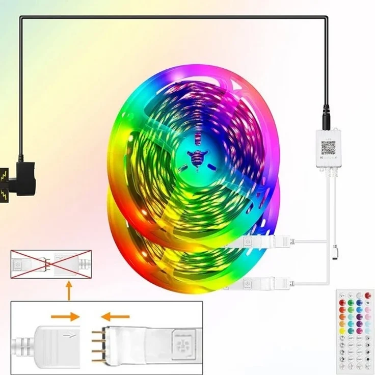 Nettlife LED Stripe Selbstklebend RGB APP-Steuerung 10/20/30m Lichtband Streifen, Timer-Funktion für Musikzimmer, Spielzimmer, Wohnzimmer, Flur – Bild 4