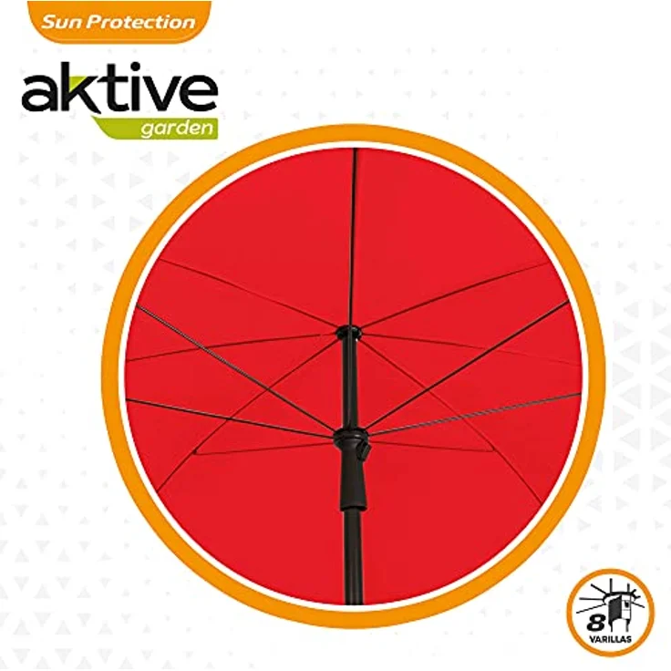 Gartensonnenschirm, mit UV30-Schutz, Ø240 cm, rot, 28-32 mm Mast, flexibler Mast, höhenverstellbar, Große Sonnenschirme, Aktive Garden – Bild 5