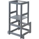 roba Montessori Lernturm aus Holz - Sicherer Tritthocker für Kinder - Bis 80 kg belastbar - Anthrazit