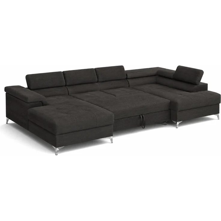 KRISAN MÖBEL MICHAEL-ANGELO U-Form Ottomane Links Wohnlandschaft 345 x 90 x 202 x 202 cm, mit Bettkasten in Schwarz – Bild 3