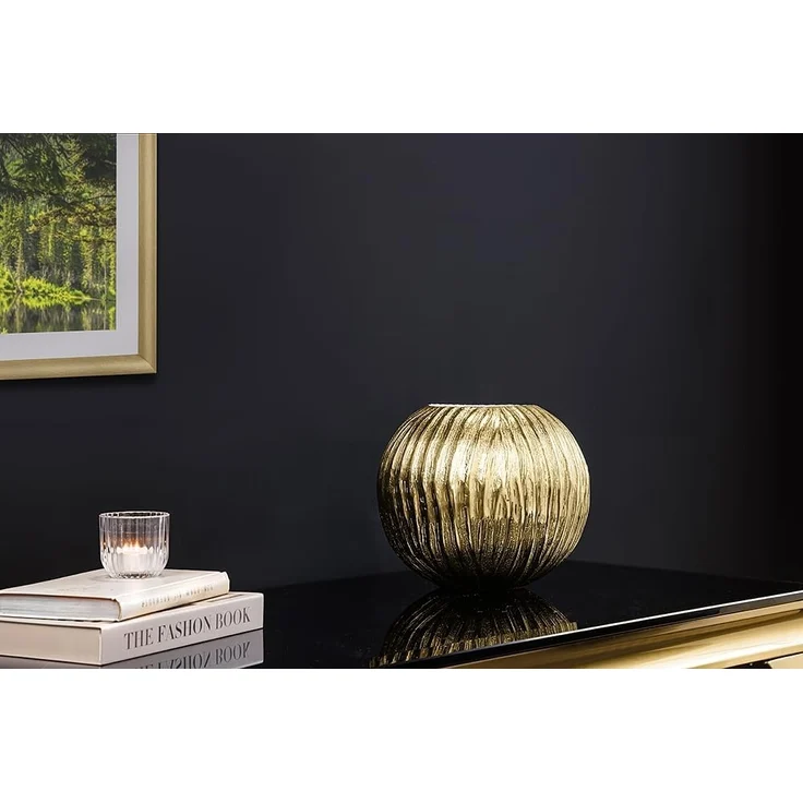 riess-ambiente Dekovase ELEGANCE 25cm gold · Kugelvase aus Metall fürs Wohnzimmer (Einzelartikel, 1 St), Blumenvase · Tischdeko · handmade · Hammerschlag Design · Accessoire – Bild 3