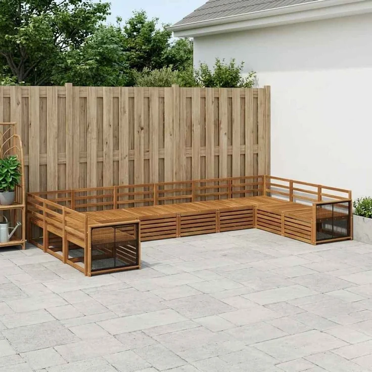 vidaXL Outdoor-Sofagarnitur 10 stk. 10-Sitzer Natur Massivholz Akazie 3383892 – Bild 1