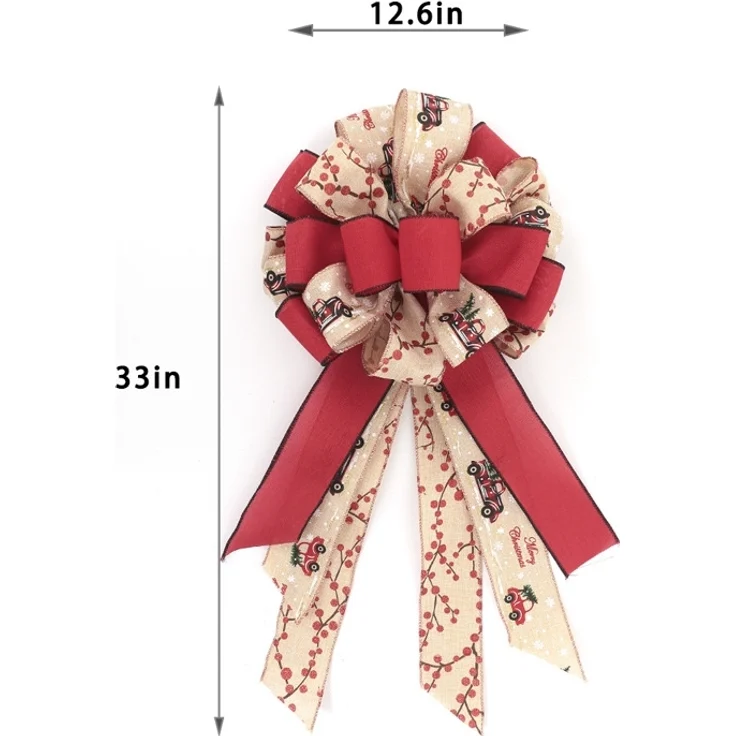 1 Stück – Handgefertigte Baumspitze mit Büffelkaromuster & Schleife, Weihnachtsdeko (83 cm) – Bild 2