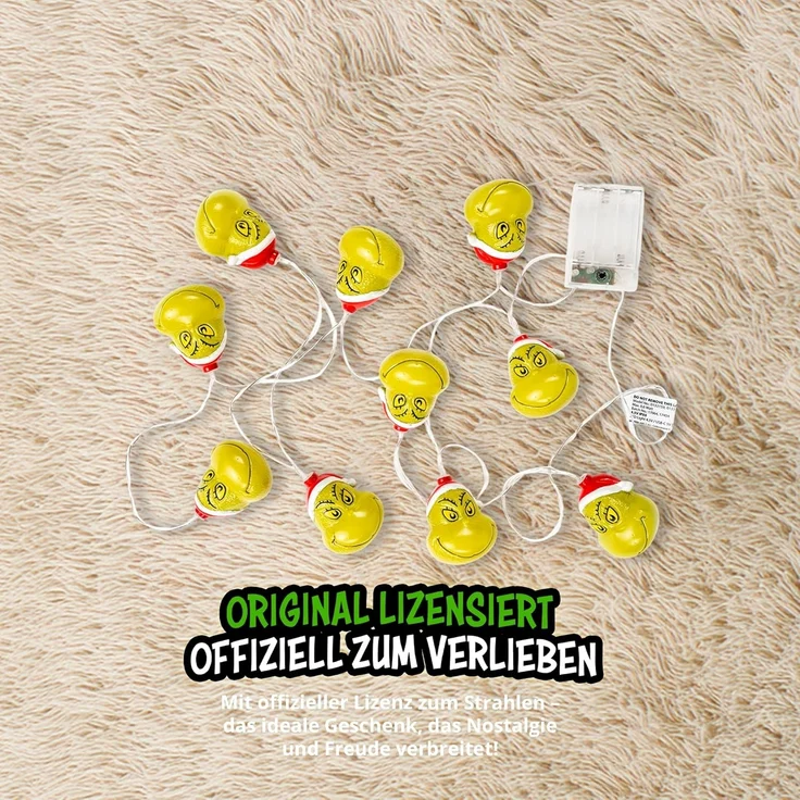United Labels® LED-Lichterkette The Grinch LED Lichterkette 2m mit 10 LEDs warmweiß batterie innen – Bild 6
