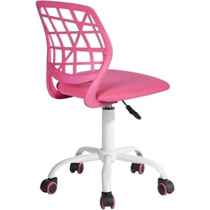 FurnitureR Esszimmer-Drehstühle, 1PC Küchenstuhl, gepolsterter Stuhl, Drehstuhl, bequemer Stuhl mit Rädern, Rückenlehne, armloser Stuhl für Esszimmer, Wohnzimmer, Rosa – Bild 1
