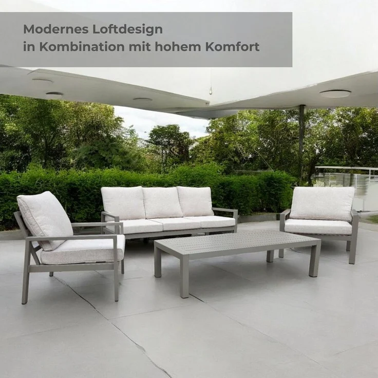 osoltus Alu Lounge Gartenmöbel Outdoor Set Haugesund 3er Kaktus Beige – Bild 3