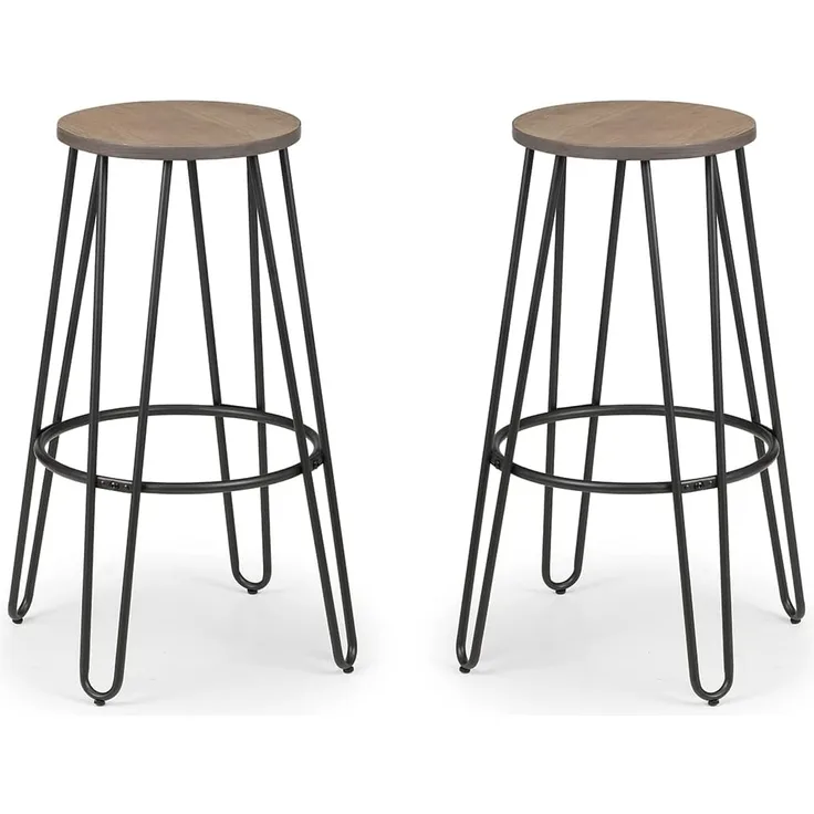 Julian Bowen Dalston Barhocker, 2er-Set, Ulmenholz, Mokka/Schwarz