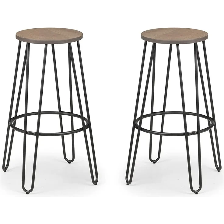 Julian Bowen Dalston Barhocker, 2er-Set, Ulmenholz, Mokka/Schwarz – Bild 1