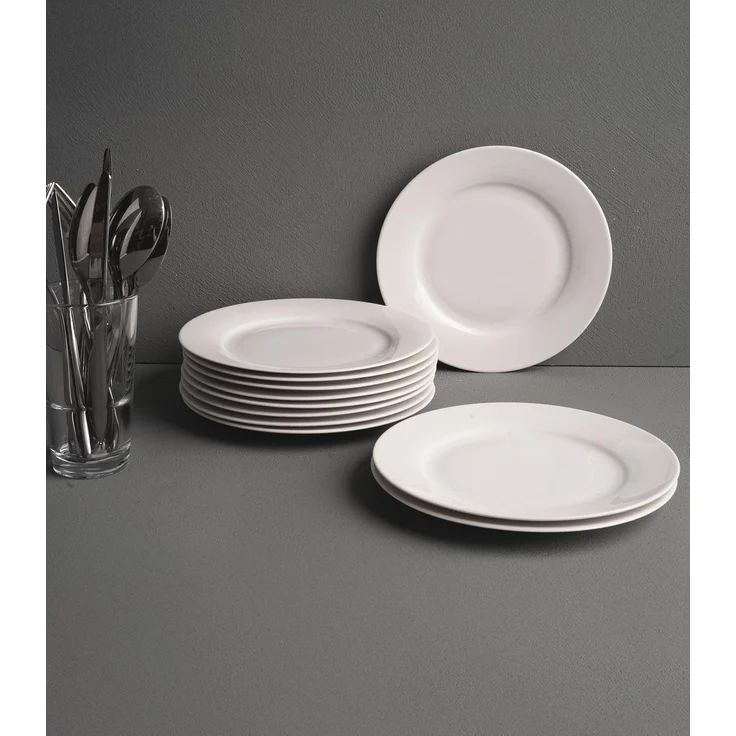 Home4You Dessertteller, 8er Set, Ø 20 cm, Porzellan, Weiß, spülmaschinefest – Bild 5