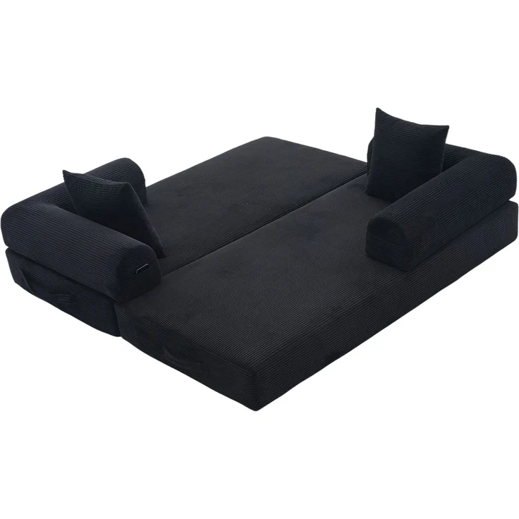 ZUBALIYA Ecksofa 94x67 cm, mit Leiter, mit Cordbezug, mit breiten Armlehnen, modular aufgebaut, mit Schaumstoffpolsterung, Schwarz – Bild 23
