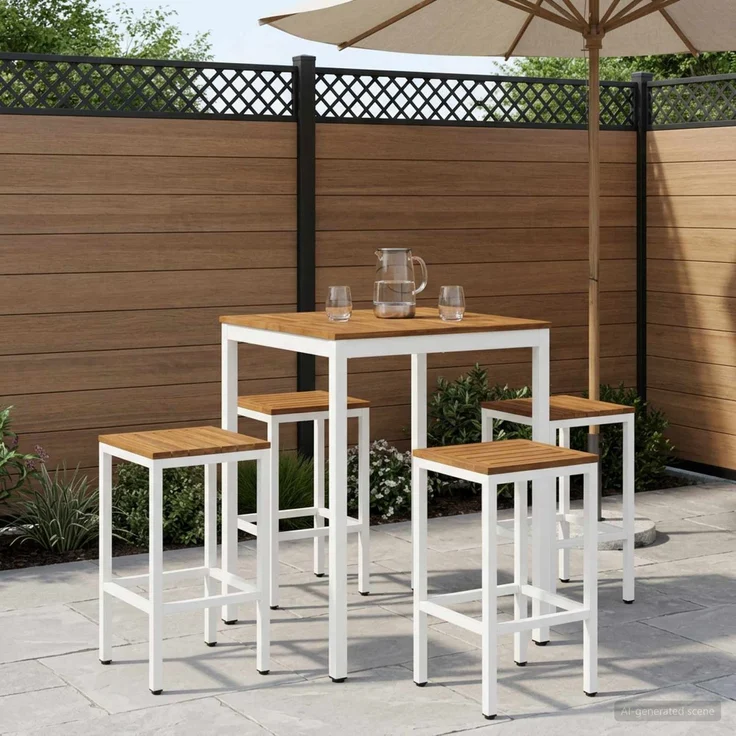 vidaXL Gartenbar-Tisch NAARDEN Natur und Weiß 80 x 80,5 x 105 cm 901338 – Bild 1