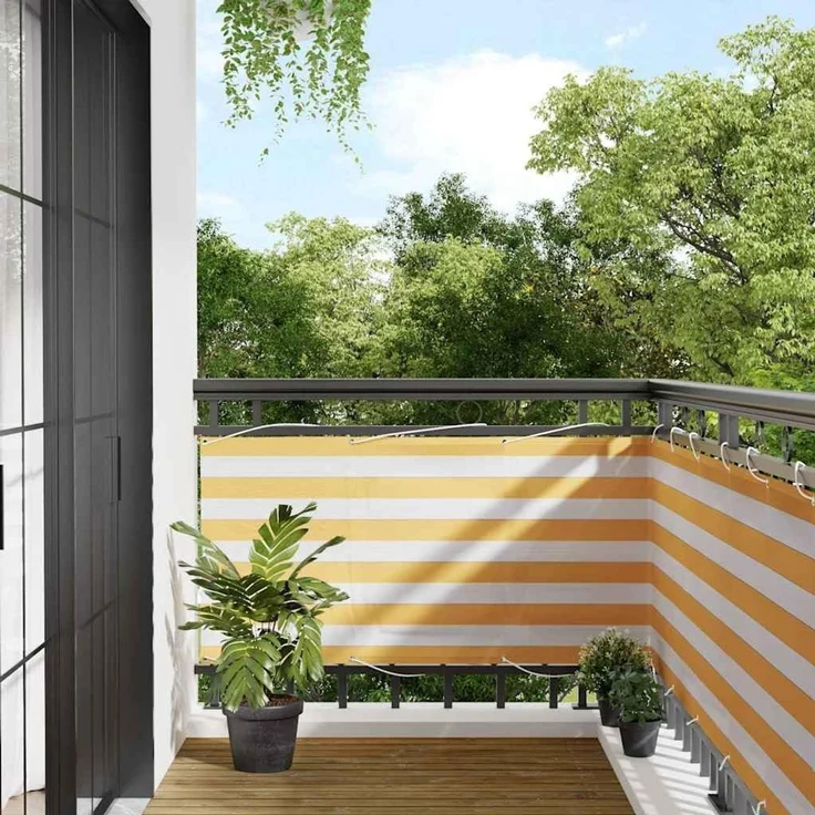 vidaXL Balkon-Sichtschutz Gelb und Weiß Gestreift 75x800 cm 42002040 – Bild 2
