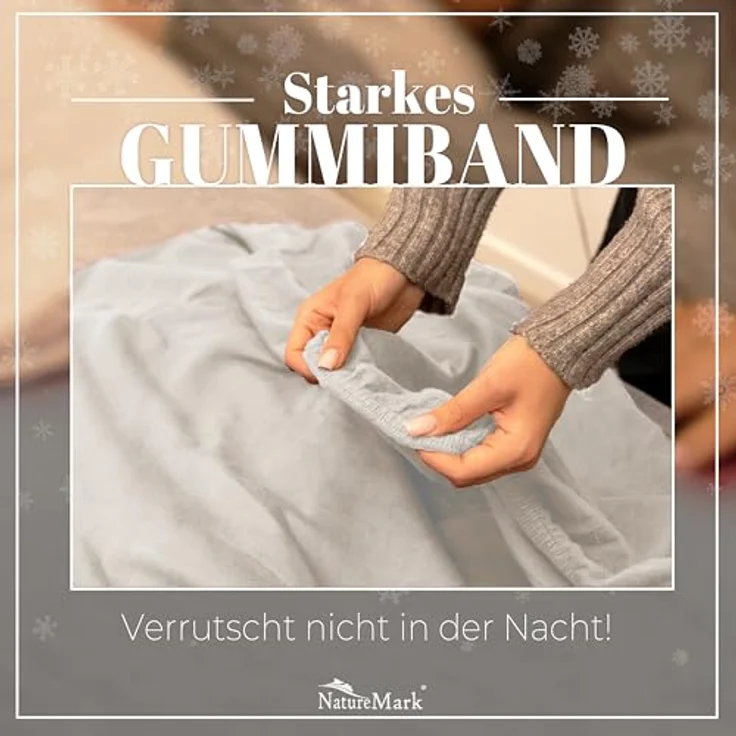 NatureMark Spannbettlaken Winter Thermo Fleece Spannbettlaken, 80% Baumwolle und 20% Polyester, Gummizug: rundum, (1 Stück), 140 x 200 cm bis 160 x 200 cm - Naturweiß – Bild 6
