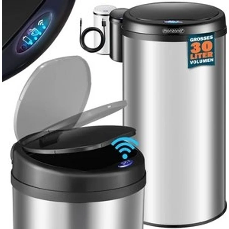 monzana Mülleimer, 30 L Automatik Sensor Mülleimer LED Display Müllbehälter berührungslos – Bild 6