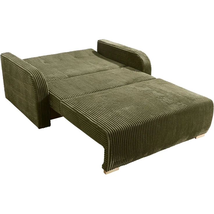 Wohnero24 Lirena 3 Schlafsofa 155x95 cm mit Bettfunktion 133x195 cm – 2-3 Sitzer Cord Sofa ausziehbar mit Bettkasten, kleines Schlafsofa für Wohnzimmer - Dunkelgrun – Bild 5