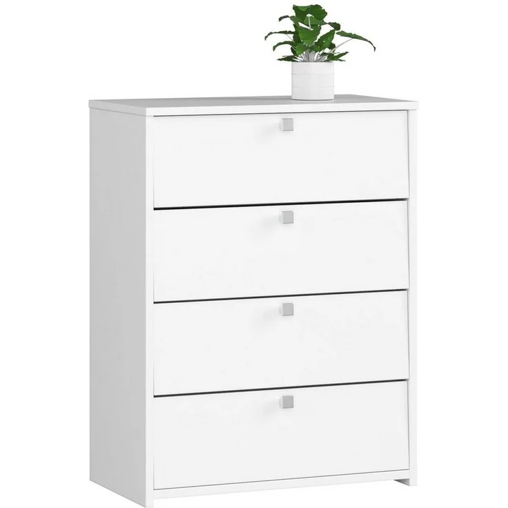 Home Collective Schuhschrank in weiß mit vier Fächern, Türgriffe in Satinfarbe, Elegant, Flur Schlafzimmer, Schuhregal, Schuh Schrank 85x66x36cm (HxBxT) – Bild 5