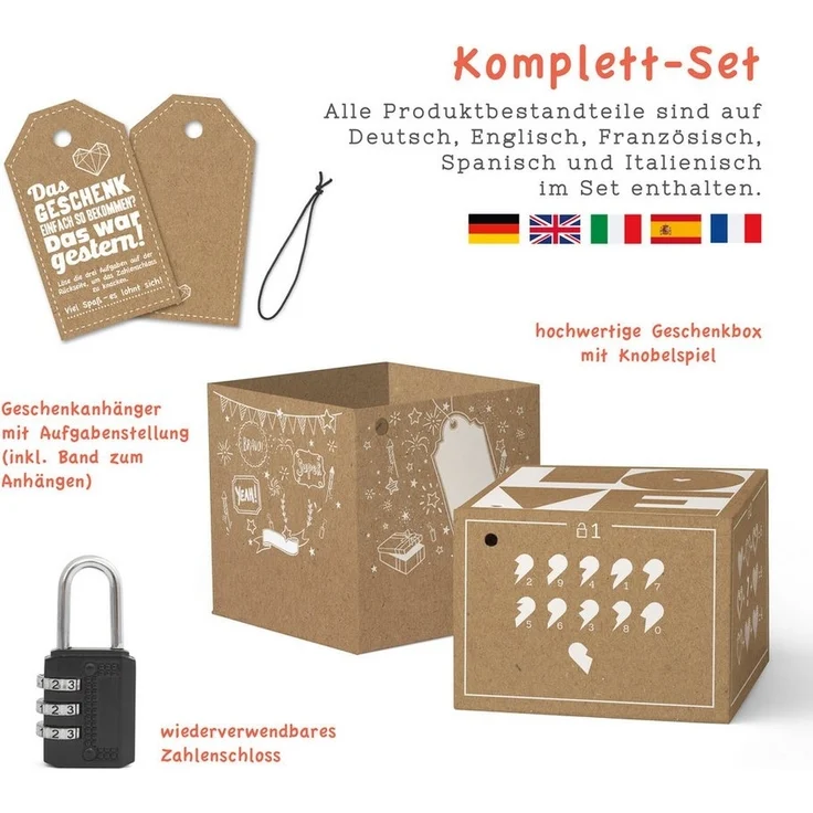 SURPRISA Geschenkbox Rätselbox für Geschenke & Gutscheine, Geschenkbox für jeden Anlass, Personalisierte Geschenkideen / Das Geschenk einfach so - war gestern! – Bild 2